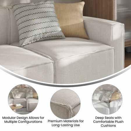 Flash Furniture Bridgetown Luxury Modular Sectional Sofa, Right Side with Arm Rest, Cream IS-IT2231-RC-CRM-GG